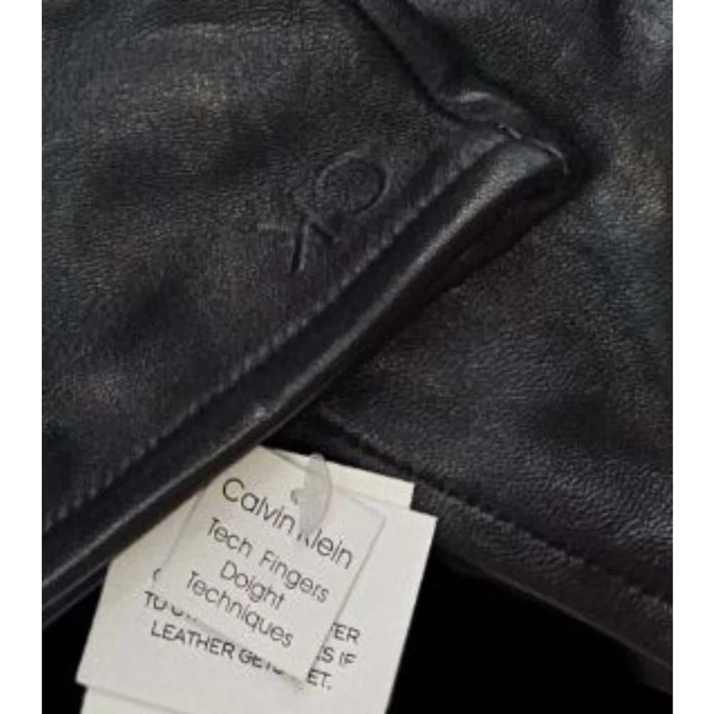 Calvin Klein Men’s Black Leather Gloves XL Touchscreen Tech NWT